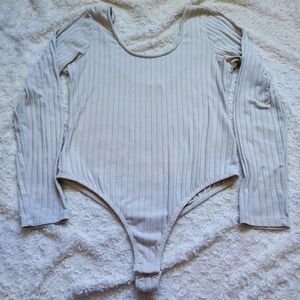 West of Melrose Ribbed Cream Rayon blend LS Bodysuit Large Capsule Wardrobe